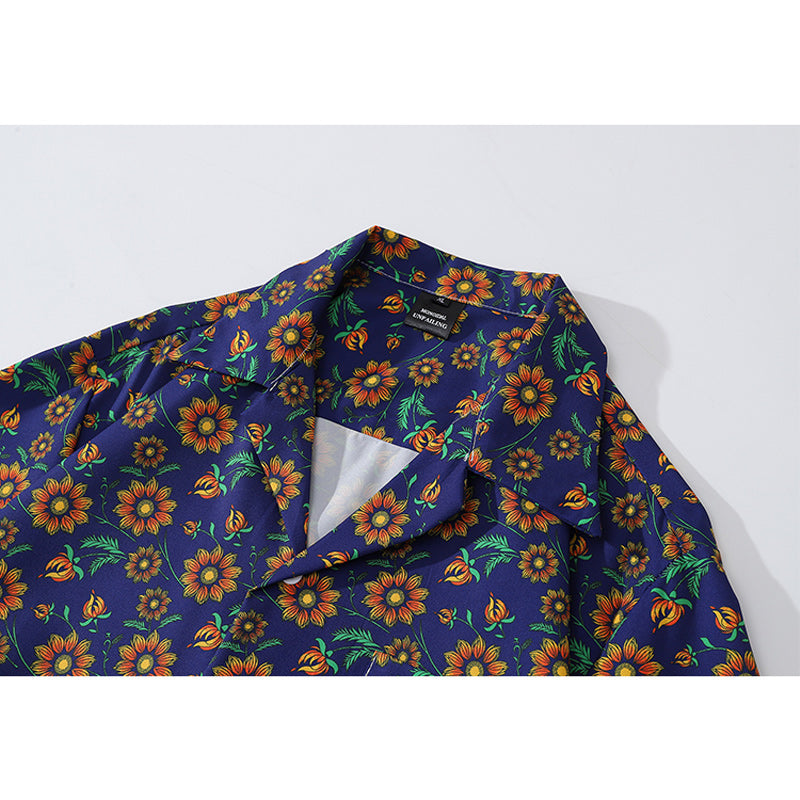 Retro floral short-sleeved shirt