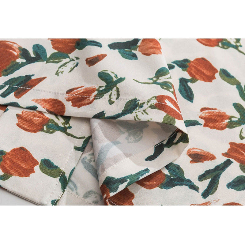 Cuban color floral print aloha shirt short sleeve