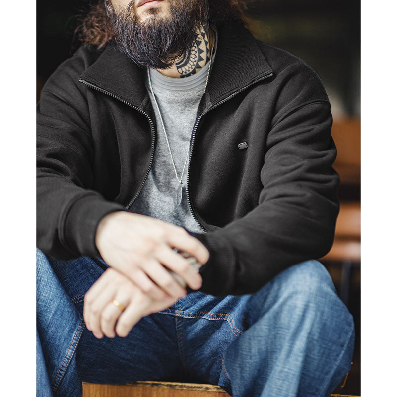 Fleece-lined high-neck tennis jacket