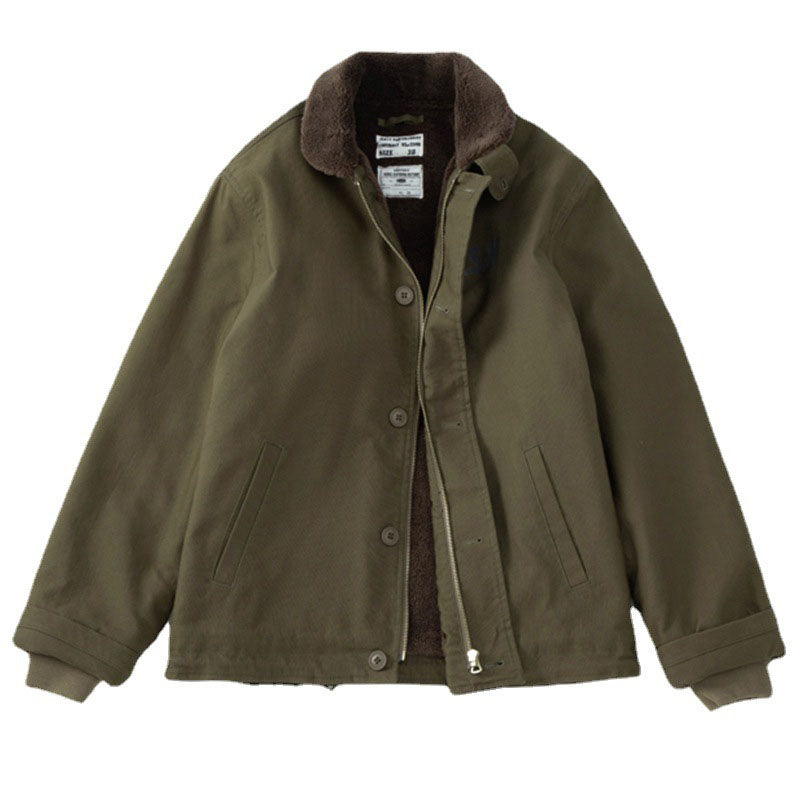 American casual A2 heavyweight cargo down jacket with a turn-down collar