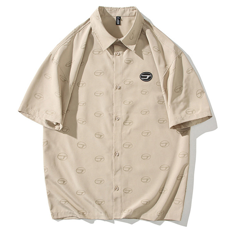 Simple retro short-sleeved print shirt