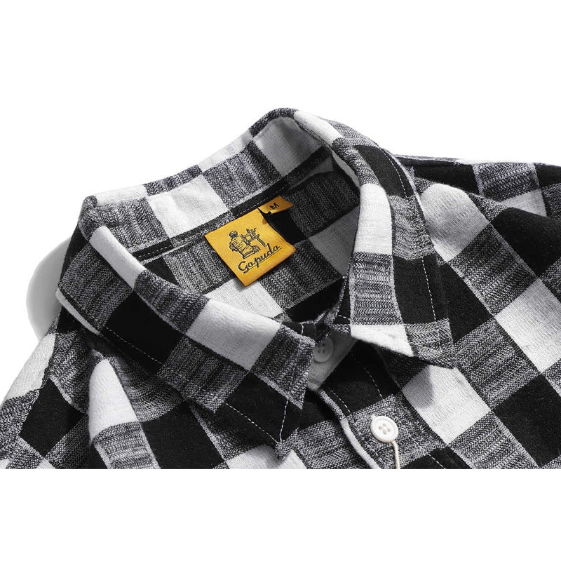 Classic check pattern pocket long sleeve shirt