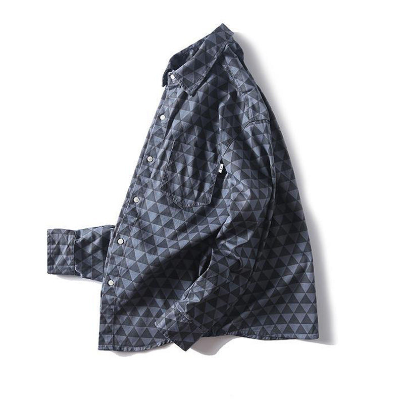 Geometric pattern American casual long-sleeved shirt