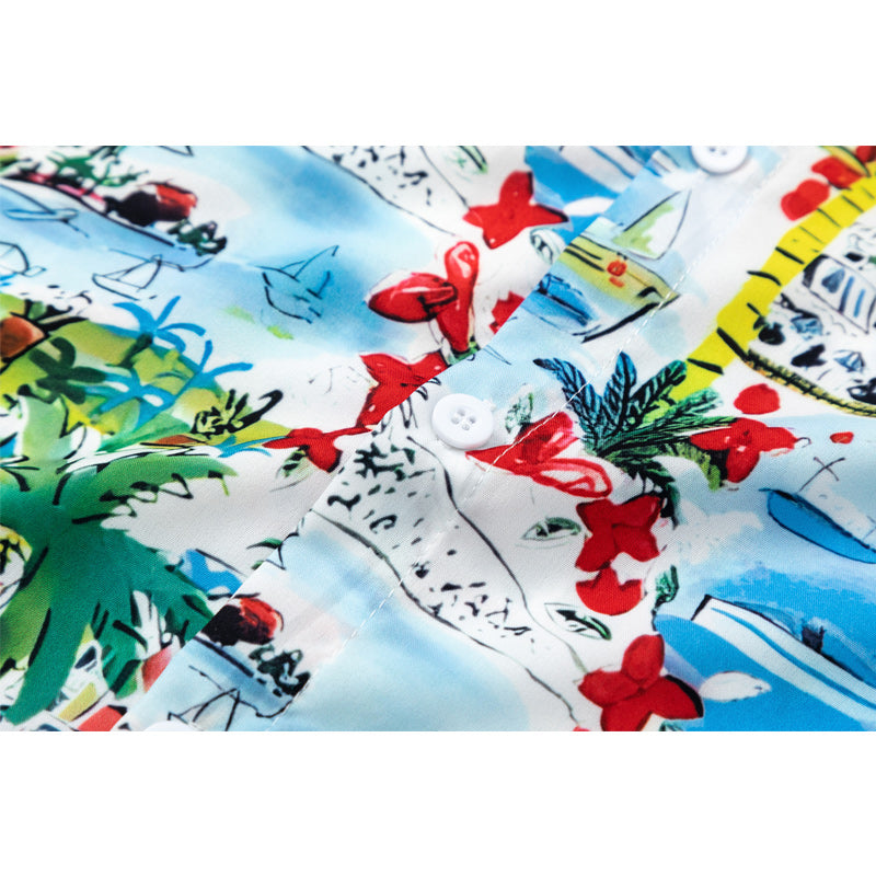 Summery Hawaiian floral short-sleeved shirt