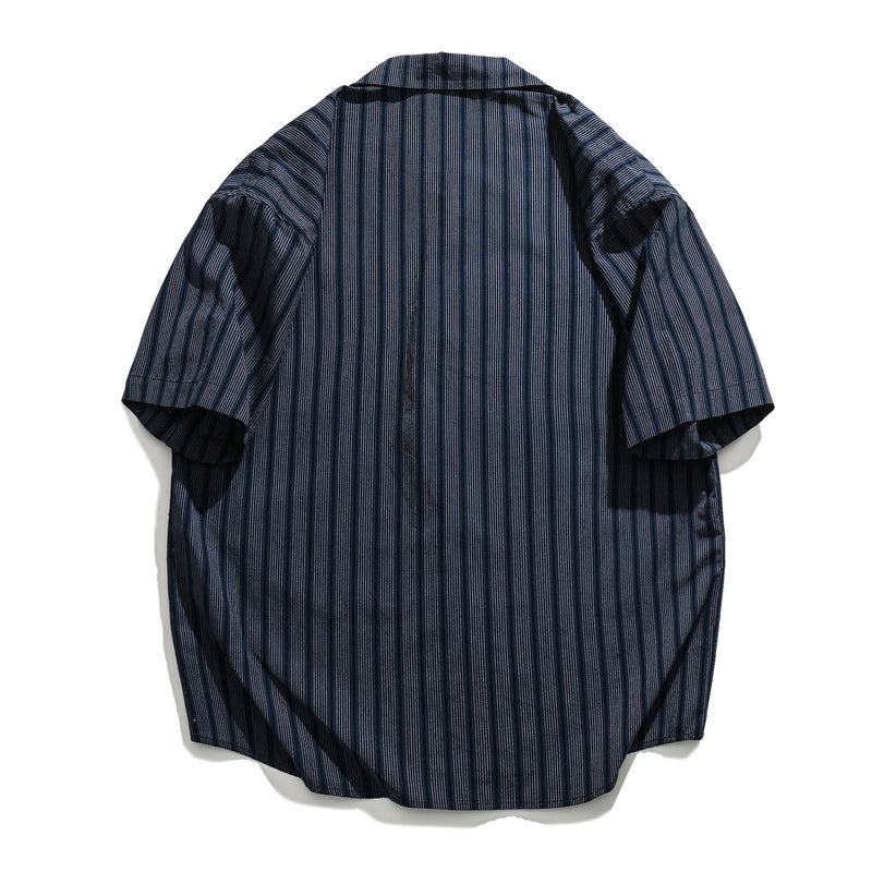Classic Cuban striped short-sleeved shirt