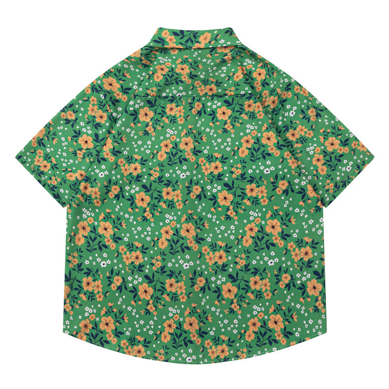 Fresh floral print short sleeve shirt