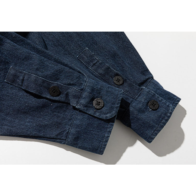 Vintage washed denim shirt with contrasting colors