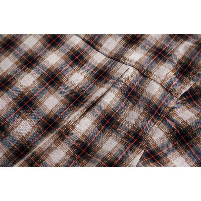 Classic check pattern work short-sleeved shirt