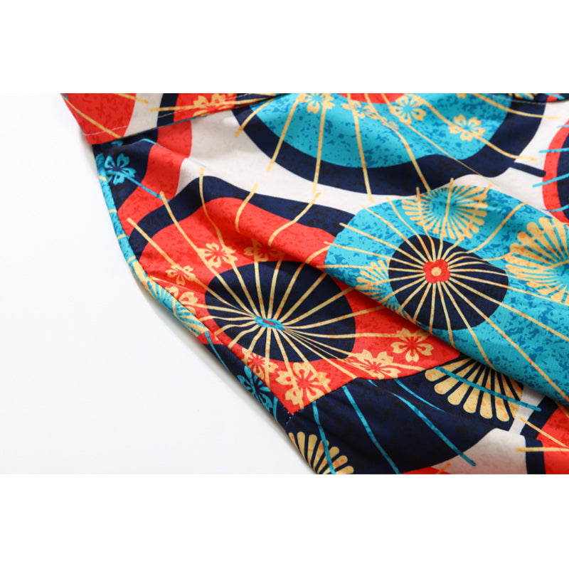Autumn long-sleeved traditional print shirt