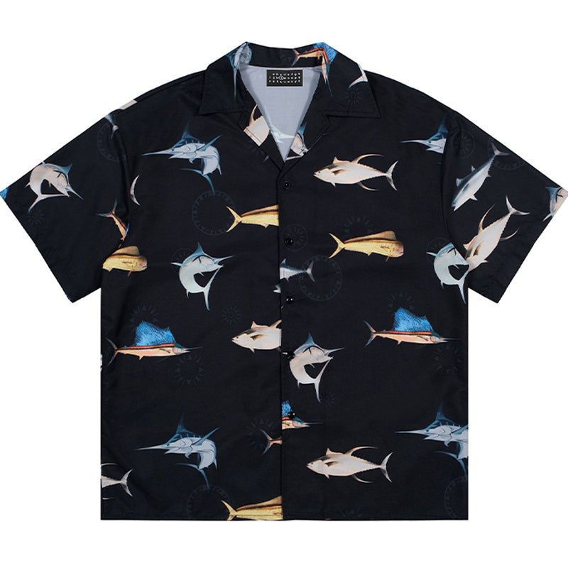 New for summer: Fish print short-sleeved shirt