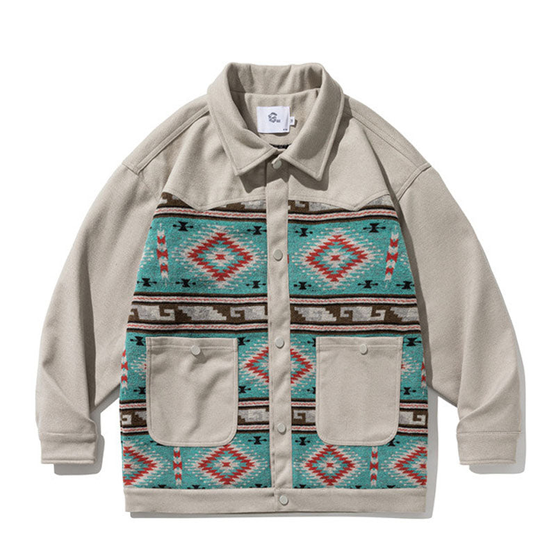 Color-coordinated retro ethnic shirt