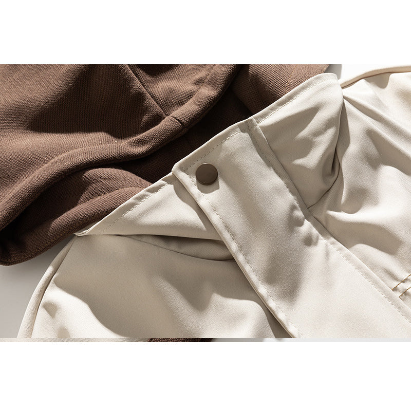 Hooded layered loose casual American casual jacket