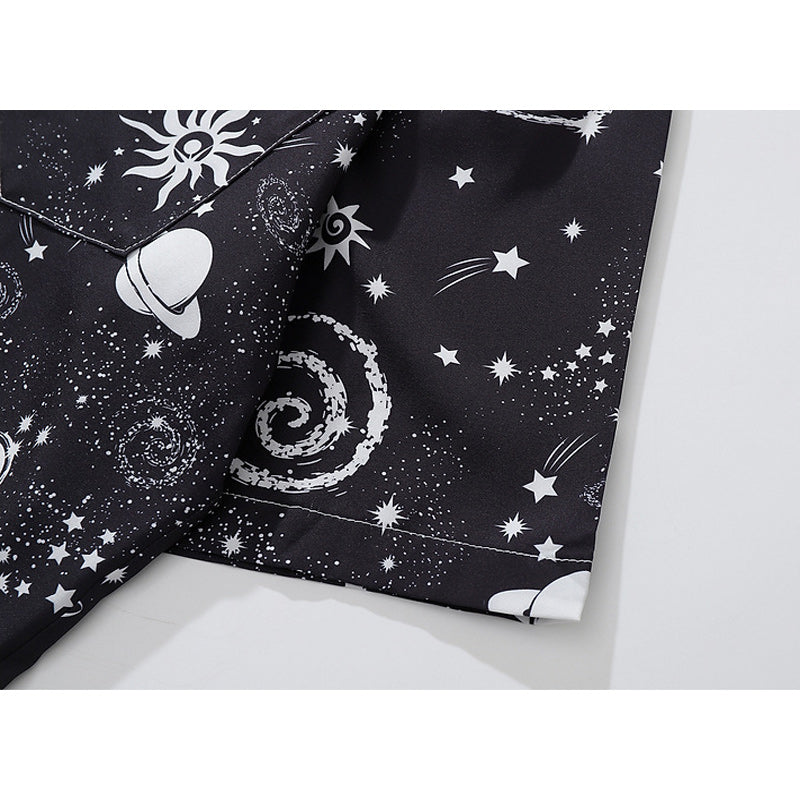 Space/Sky Print Short Sleeve Shirt