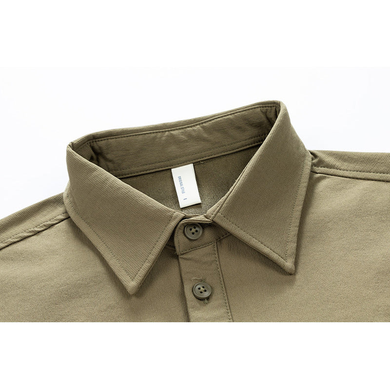 Retro-style pullover long-sleeved work shirt
