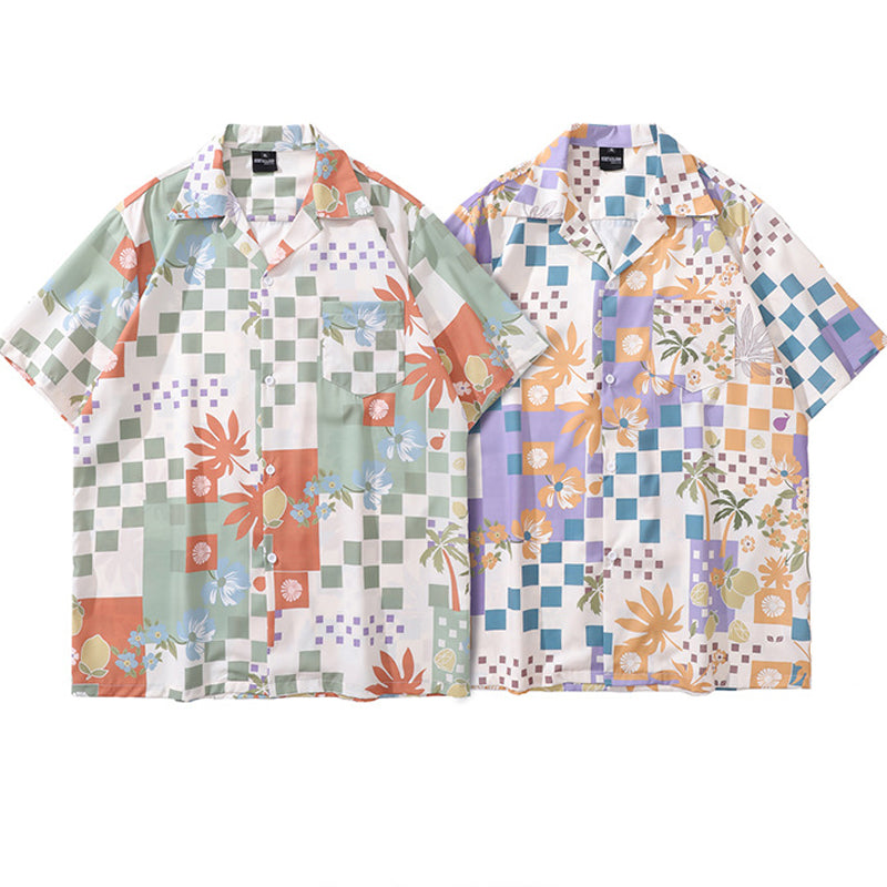 New summer geometric print short sleeve shirt