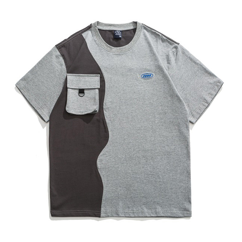 Switch pocket color combination short sleeve T-shirt