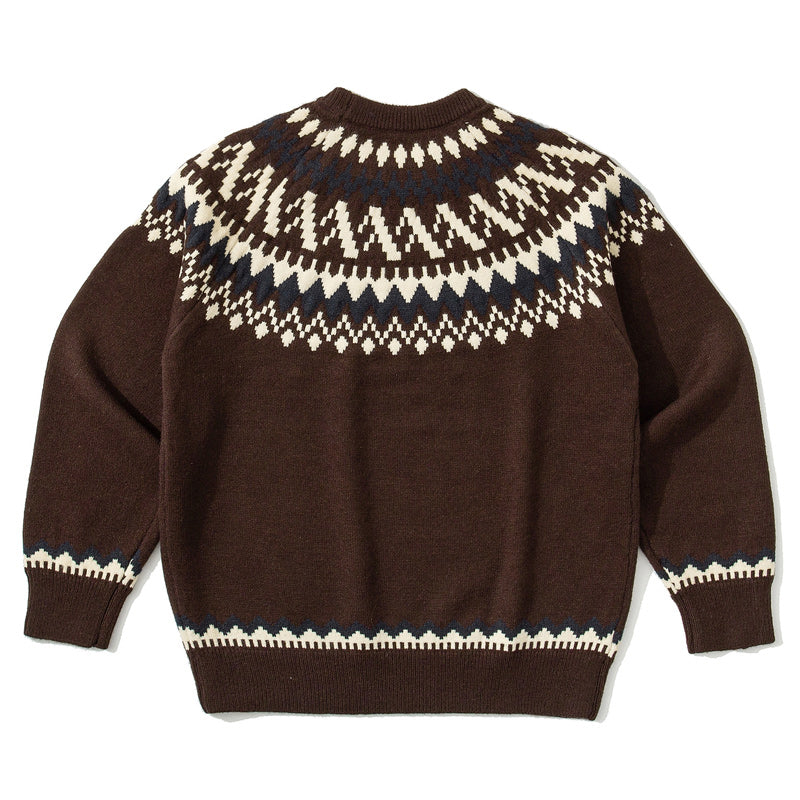 Ethnic Round Neck Knitted Fashion Sweater