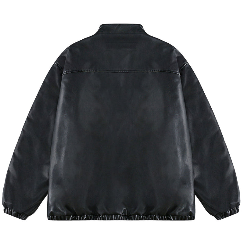 Vintage functional coat with stand collar and loose fit. Casual jacket.