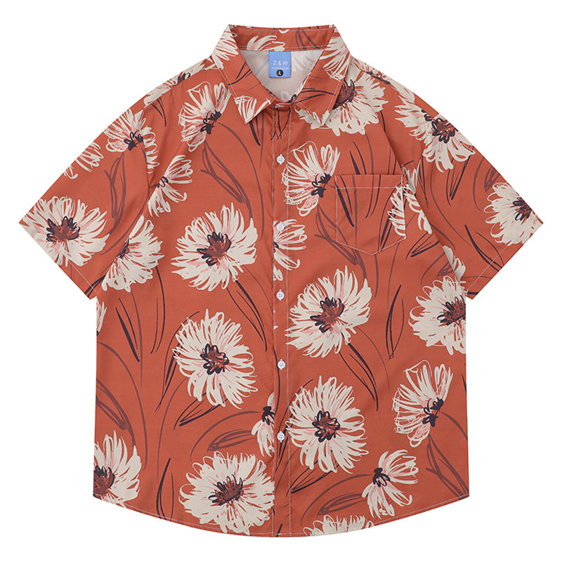 New for summer: floral print short-sleeved shirt