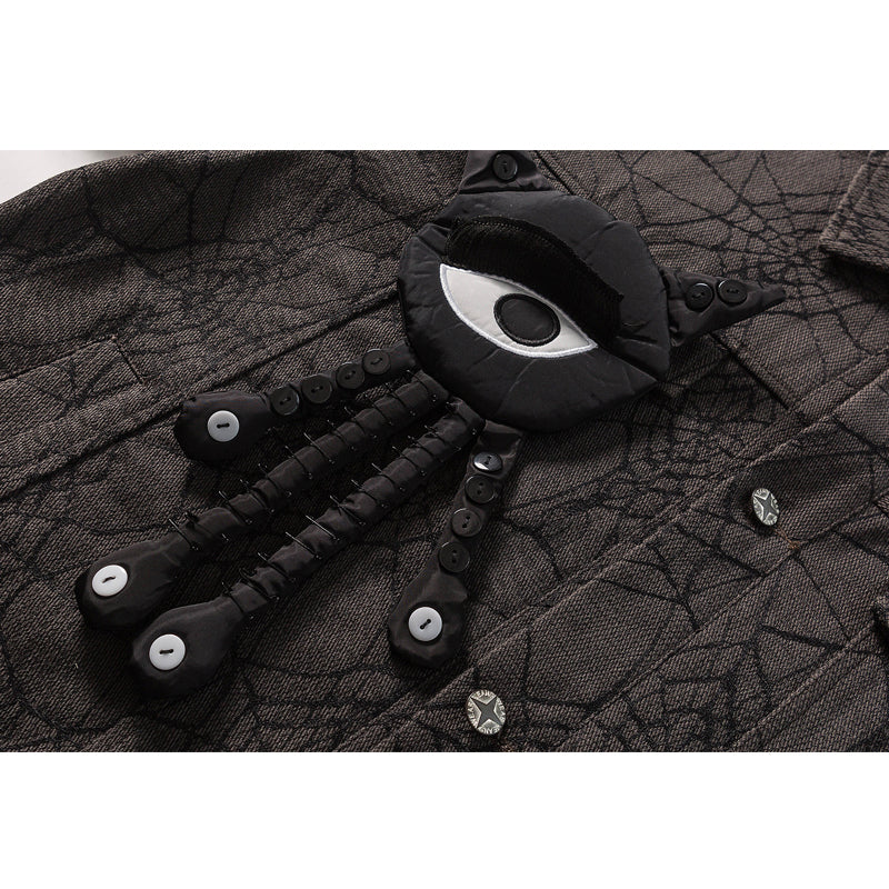 Retro Plush Eye Loose Fit Jacket with Detachable Eyes