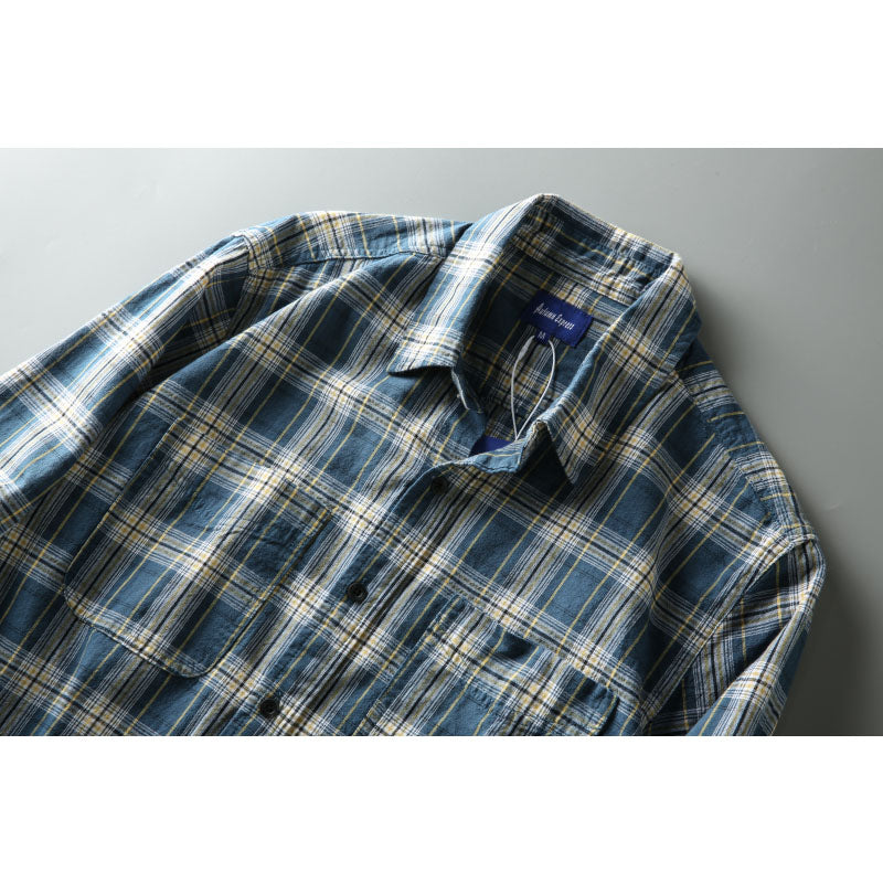 Yarn-dyed tartan check work shirt