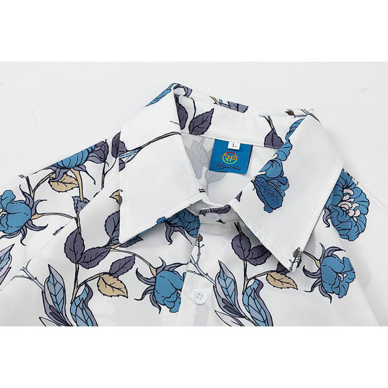Hawaiian print floral all-over short-sleeved shirt