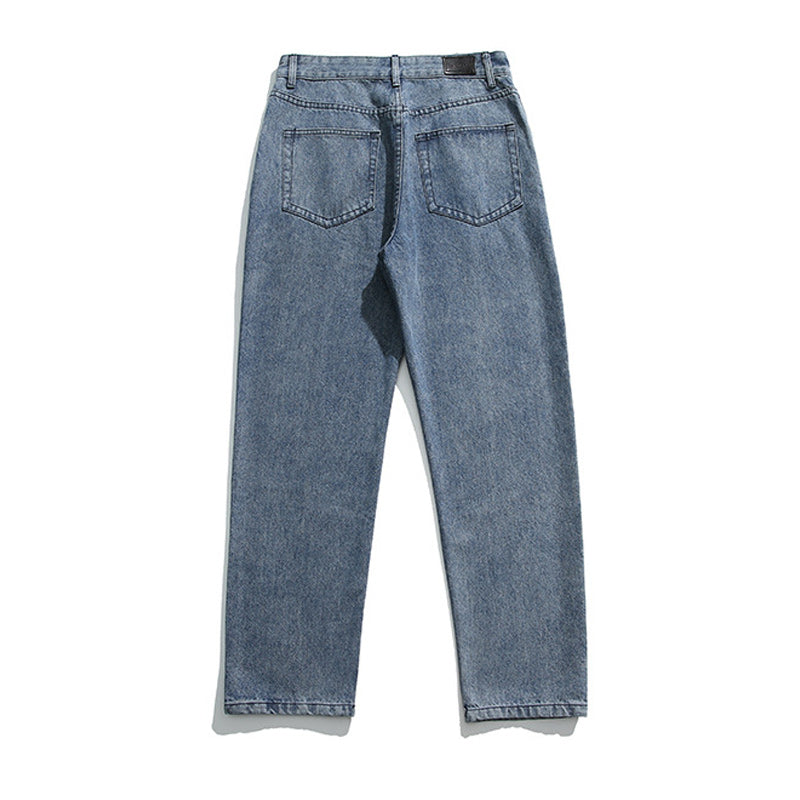 Washed Simple Straight Jeans