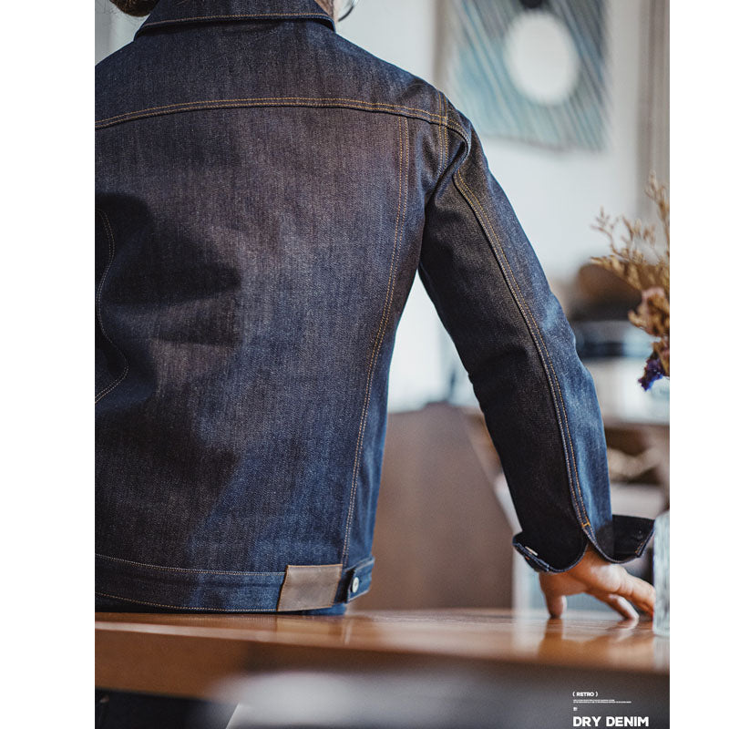 16.5oz Three-Eyed Eagle Print Twill Denim Jacket