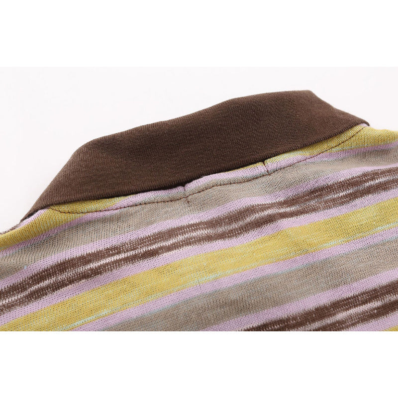 Retro color-striped polo shirt