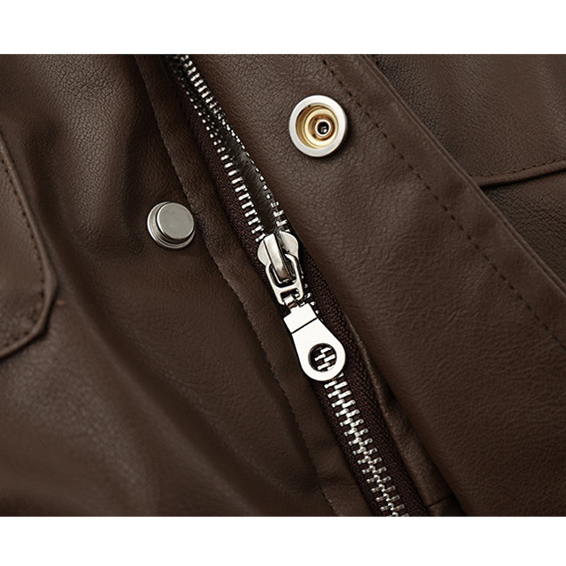 Loose-fitting plain coat with turn-down collar and velvet jacket