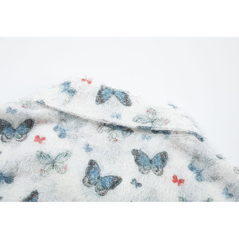 New for summer: Fringe butterfly print short-sleeved shirt