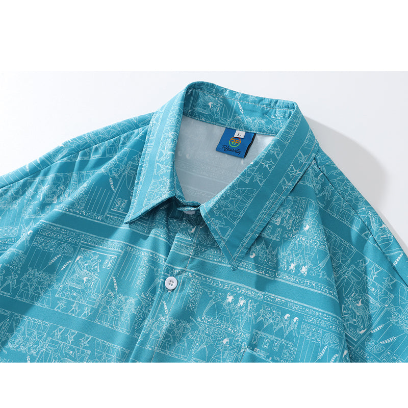 New for summer: ethnic print short-sleeved shirt