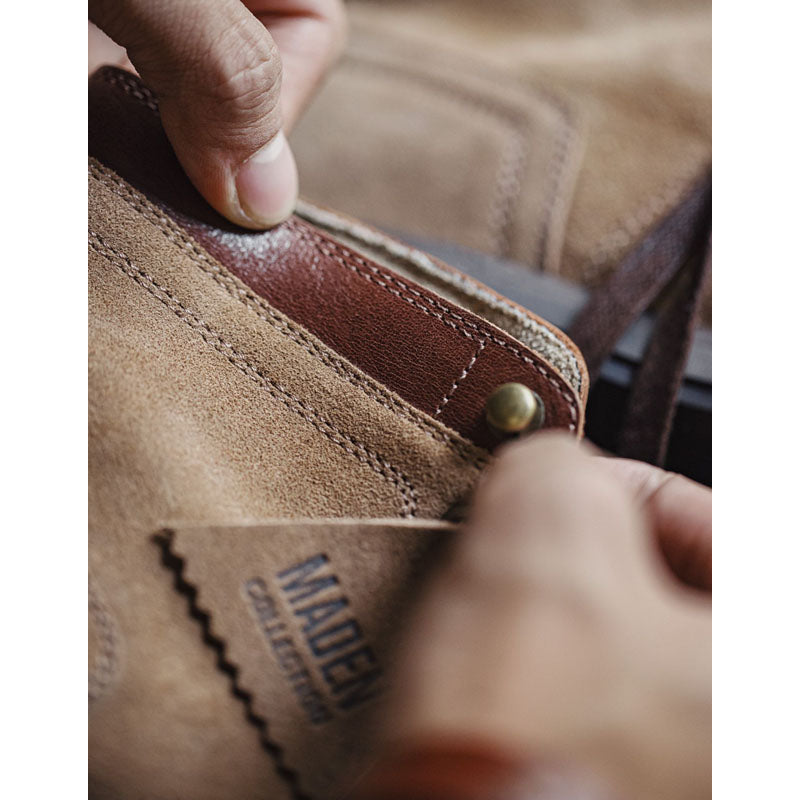 Gold plan cowhide x suede retro mid work boots