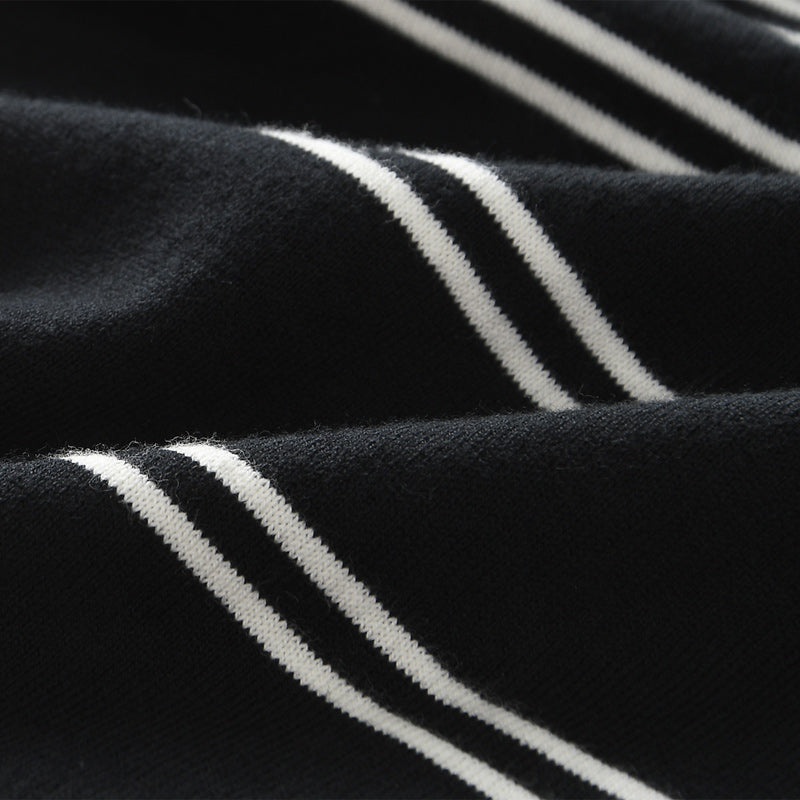 Classic horizontal striped high-quality knit T-shirt for commuting
