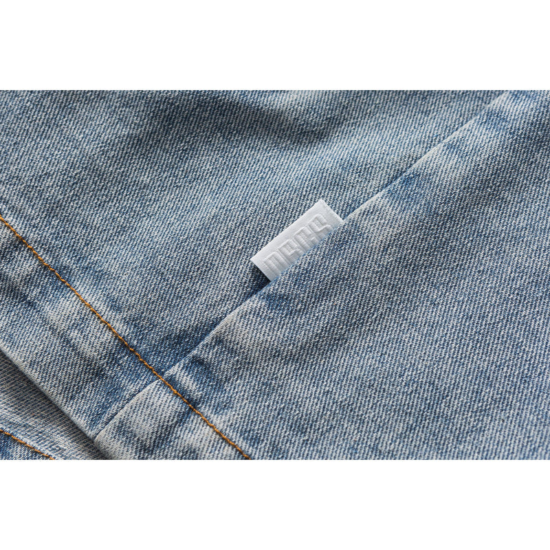 Denim Ripple Wash Patchwork Denim Jacket