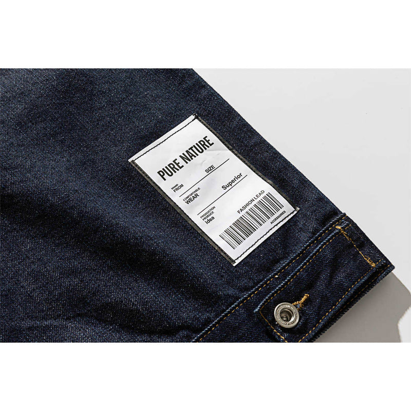 Color-block denim American casual jacket