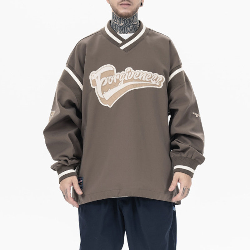 Oversized baseball sweatshirt with embroidered badge