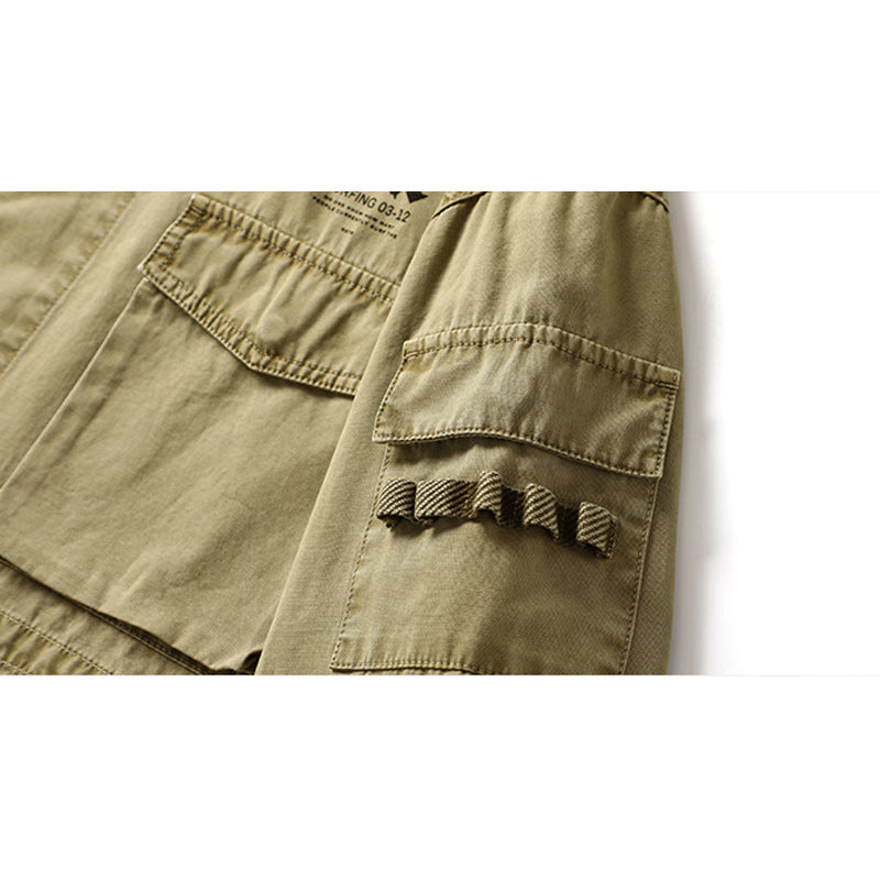 Multi-pocket American casual print jacket