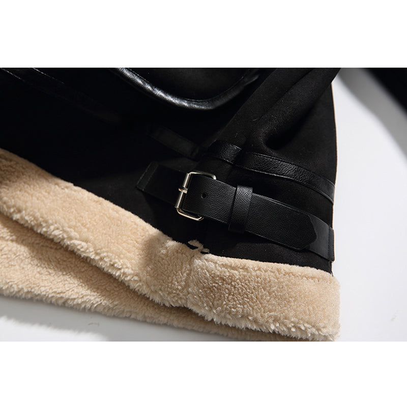 Casual lambswool mixed-color stand-collar down jacket