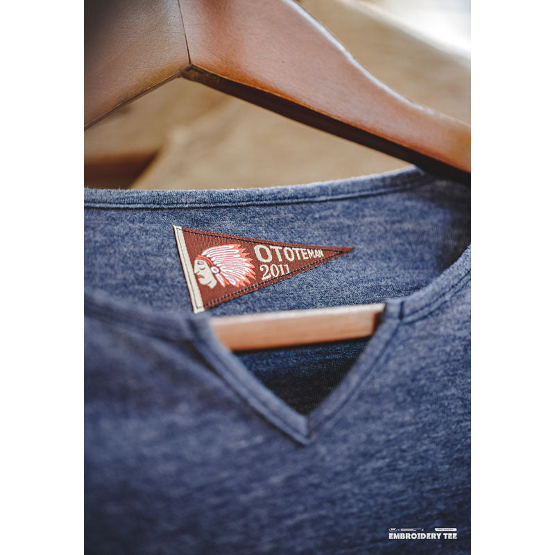 New for Fall! American Casual Embroidered V-Neck Long Sleeve T-Shirt