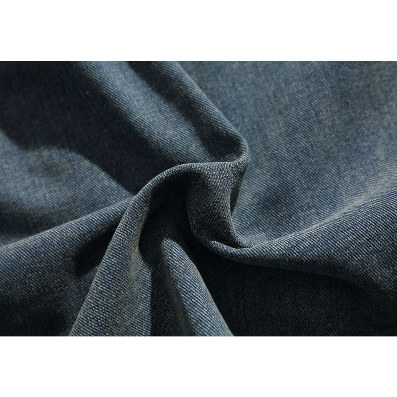 Ethnic jacquard elbow patch denim work shirt