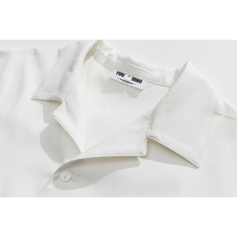 Fashion Cuban neck color combination short sleeve shirt