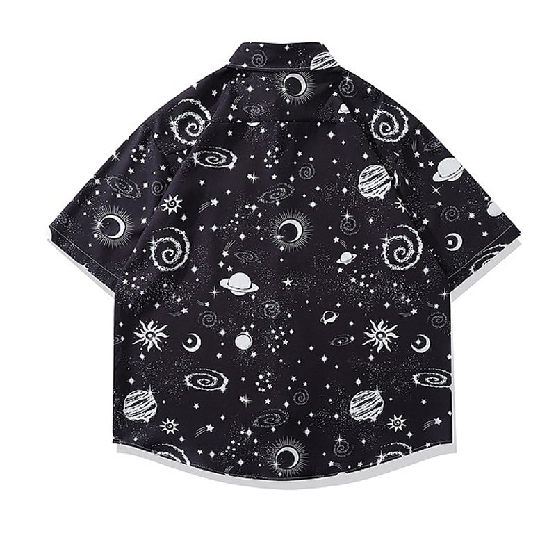 Space/Sky Print Short Sleeve Shirt