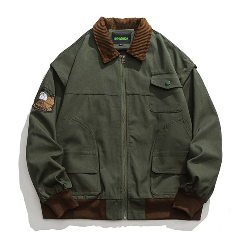 Contrast color jacket with Velcro pattern