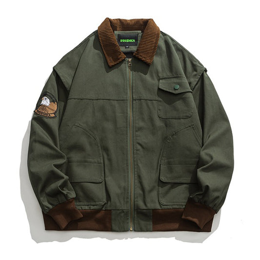 Contrast color jacket with Velcro pattern