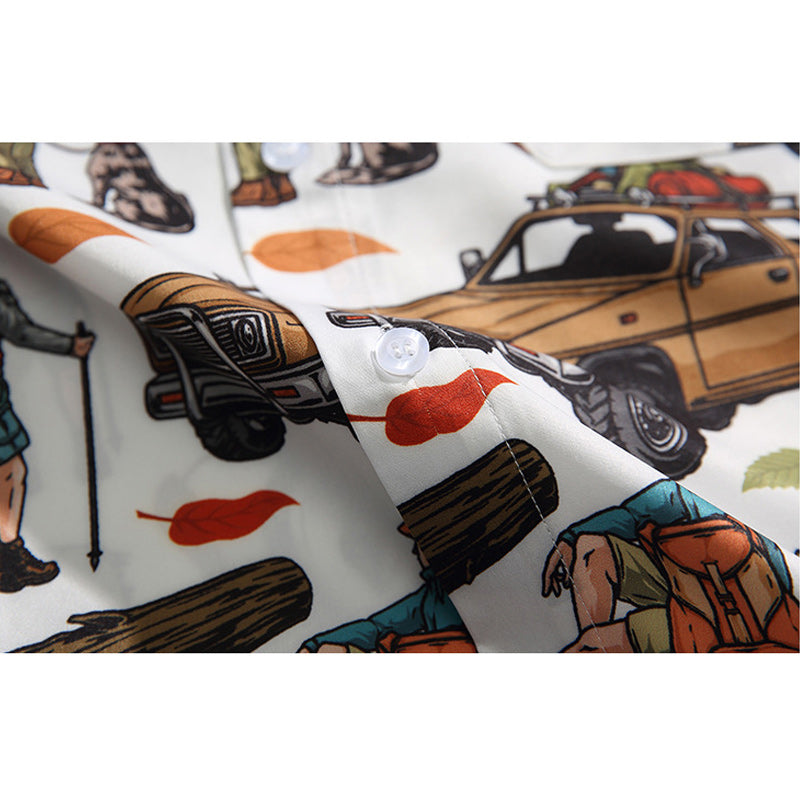 "Traveler" Print Aloha Shirt