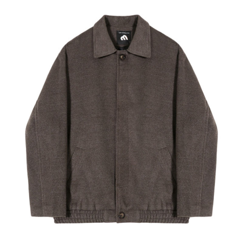 Classic casual twill jacket with turn-down collar