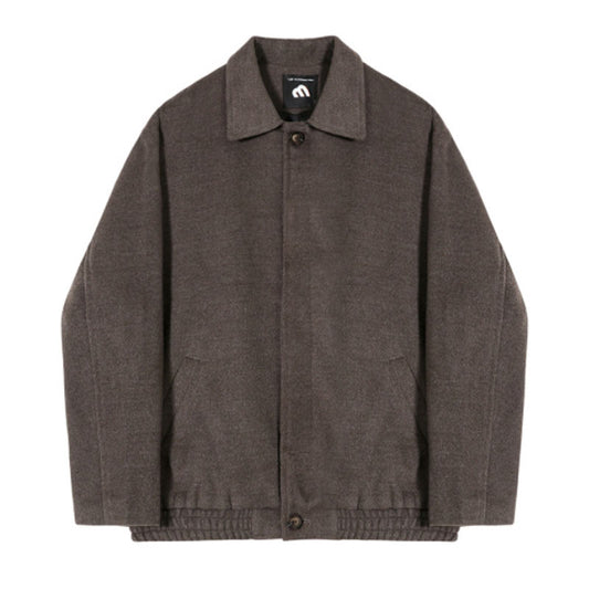 Classic casual twill jacket with turn-down collar