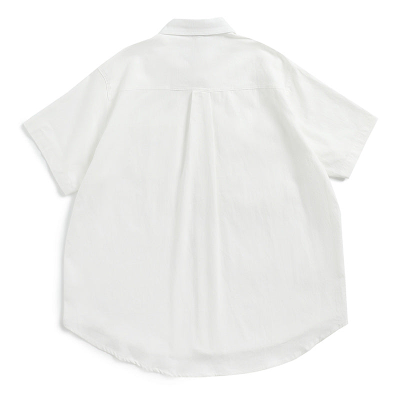White embroidered pocket plain work short sleeve shirt