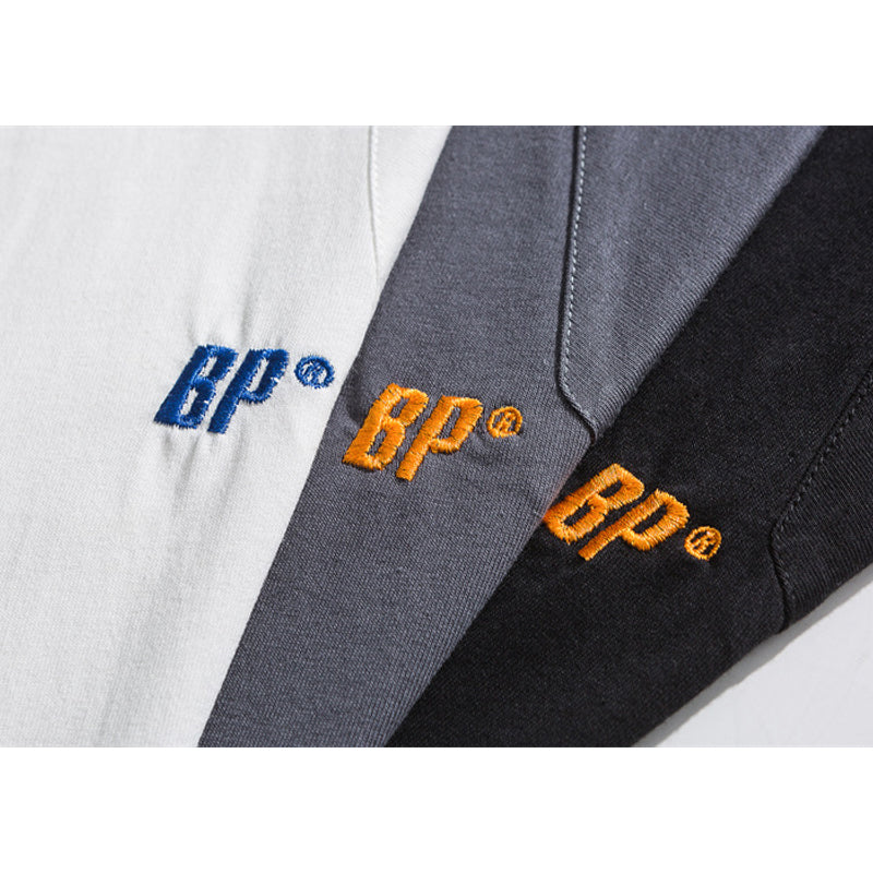 刺繡入り 不規則ステッチコットンTシャツ